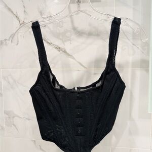 White Fox Boutique Black Mesh Corset Bodysuit